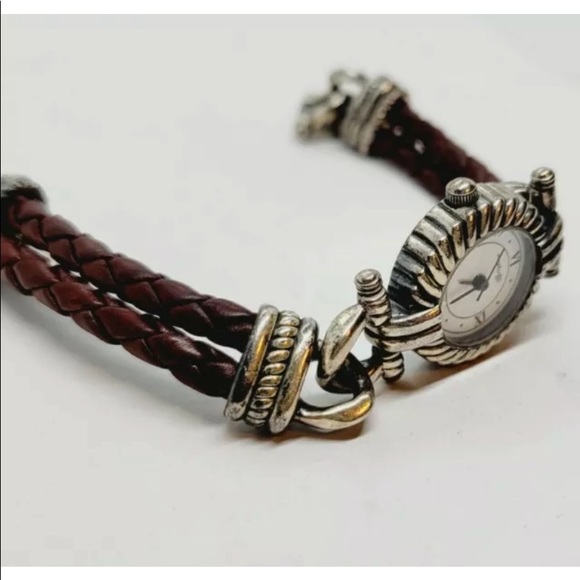 Vintage Brighton Savanna watch silver plate & brown leather strap # E - Picture 6 of 13